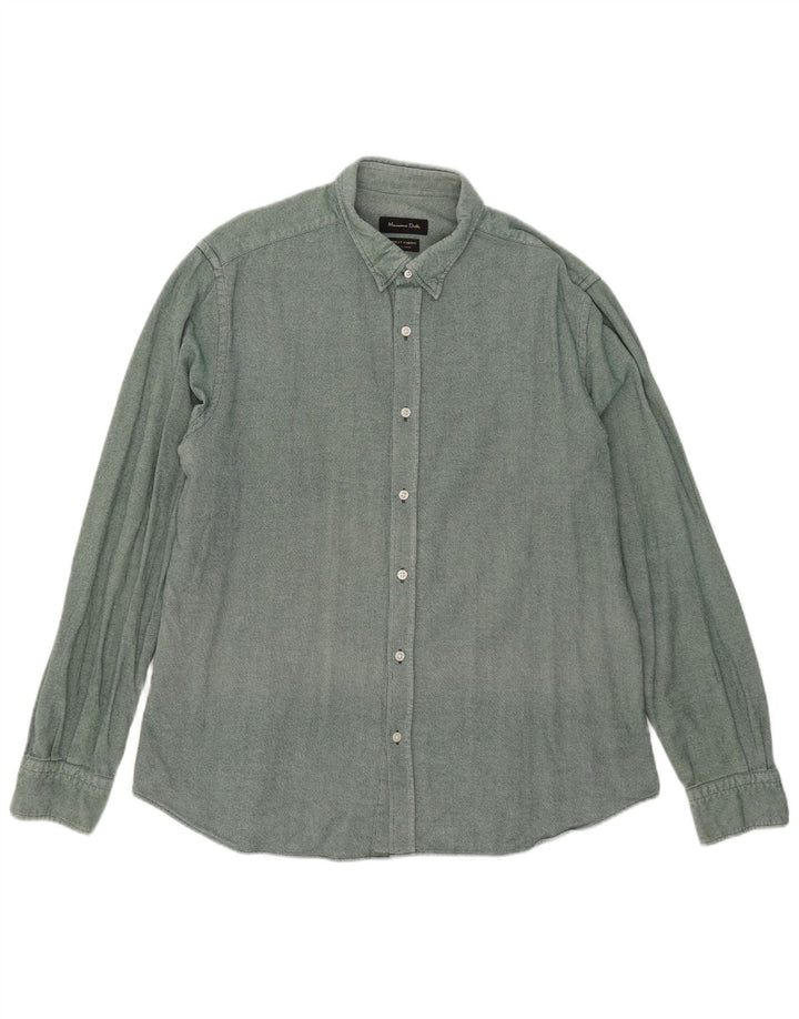 MASSIMO DUTTI Herreskjorte XL Grøn Bomuld