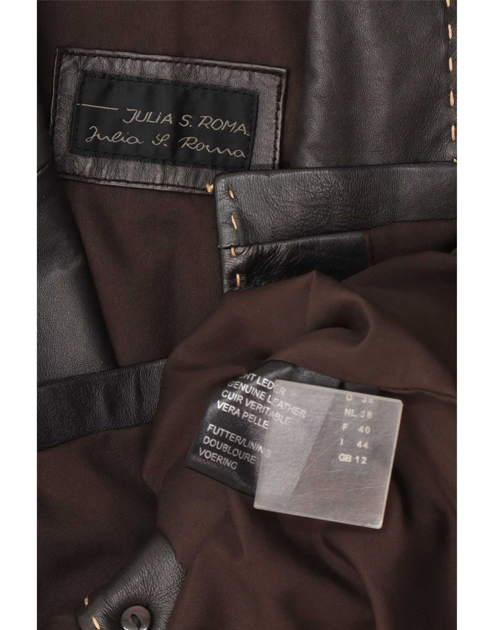 Julia S. Roma Dame 3-knaps læder blazerjakke UK 12 Medium Sort