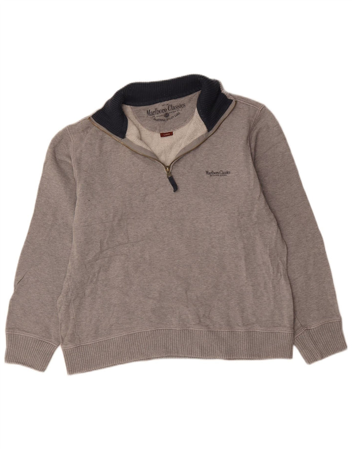 Marlboro Classics Herre Zip Neck Sweatshirt Jumper Stor Grå Bomuld