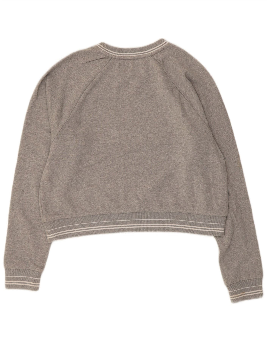 Superdry Womens Crop Graphic Sweatshirt Jumper UK 14 Medium Grey Bomuld