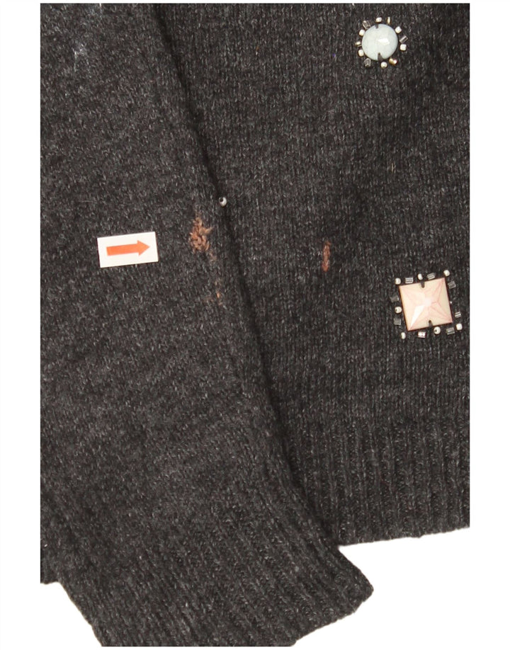 MONSOON Dame Boat Neck Jumper Sweater UK 12 Medium Grey Bomuld