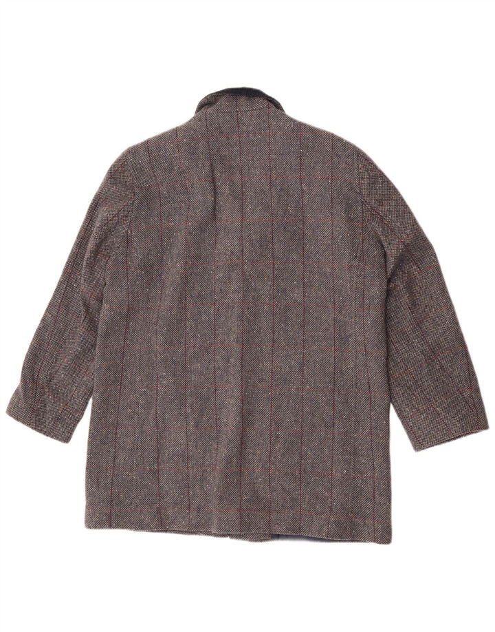 Henry White Dame Overfrakke UK 16 Stor Grå Ternet lammeuld