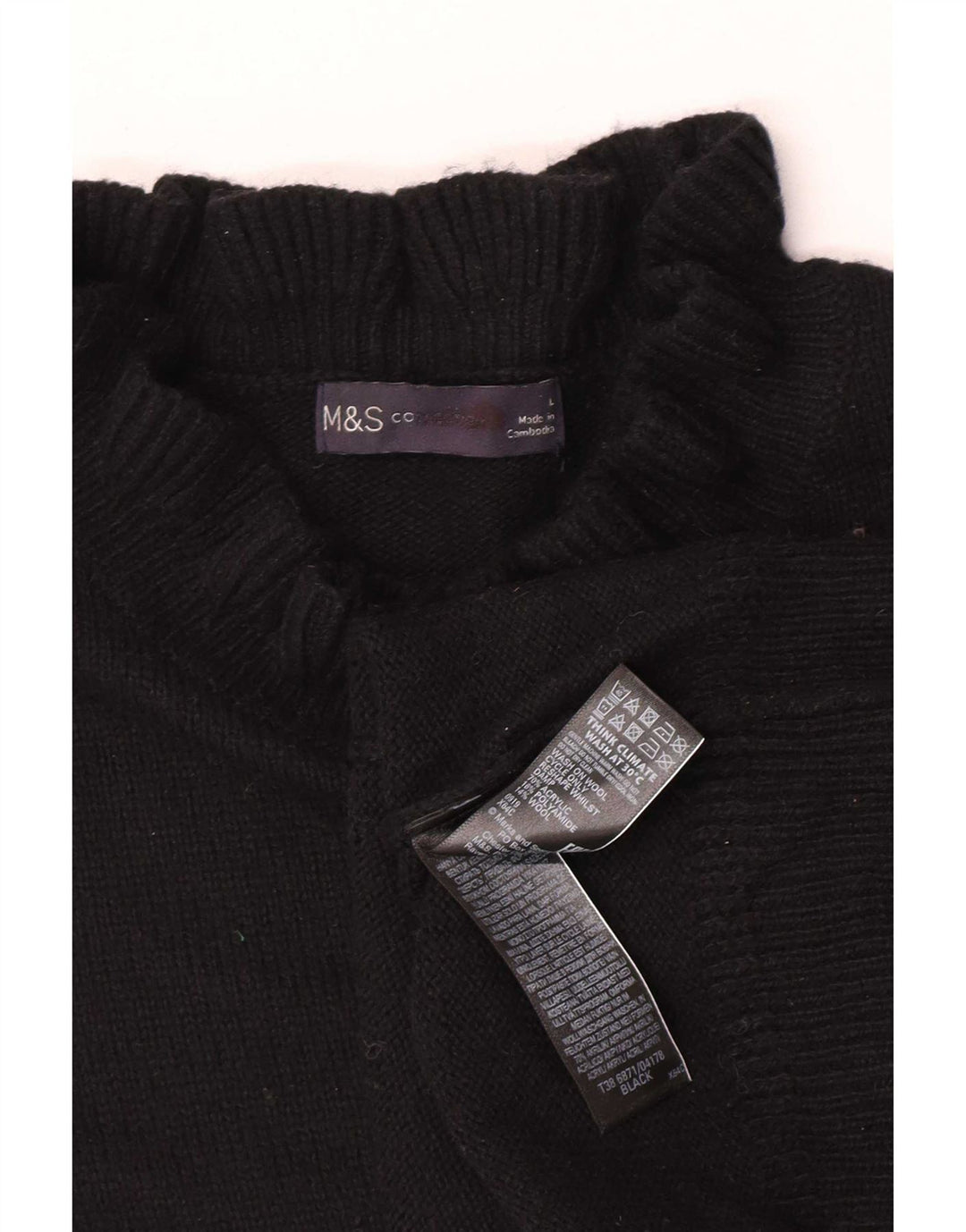 Marks & Spencer Dame Turtle Neck Jumper Sweater UK 16 Large Black