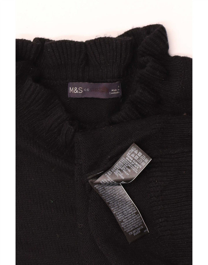 Marks & Spencer Dame Turtle Neck Jumper Sweater UK 16 Large Black