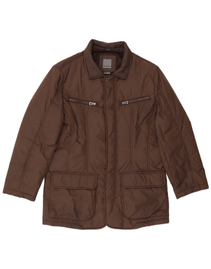 Geox Herre Regular Fit Polstret Jakke UK 38 Medium Brun