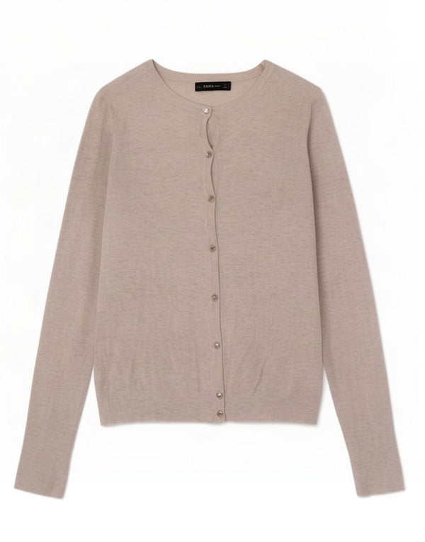 Zara Dame Cardigan Sweater UK 10 Small Beige