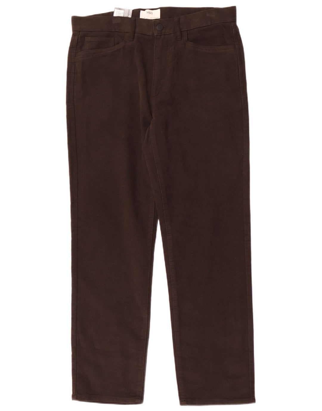 Marks & Spencer Herre Lige Regular Fit Casual Bukser W34 L31 Brun
