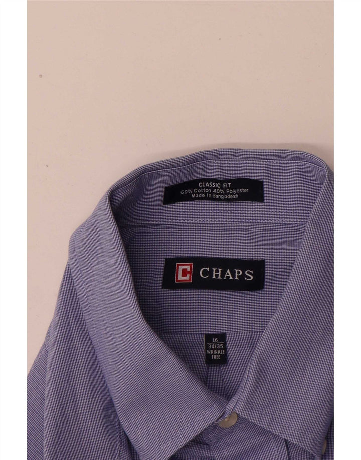 Chaps Herre Classic Fit skjorte str. 16 Large Blue Houndstooth Cotton