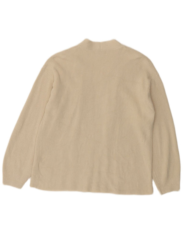Marks & Spencer Dame Open Cardigan Sweater UK 14 Medium Off White Bomuld