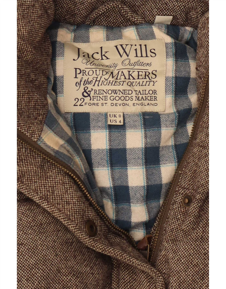 Jack Wills Dame Polstret Gilet UK 8 Small Brown Flecked Uld