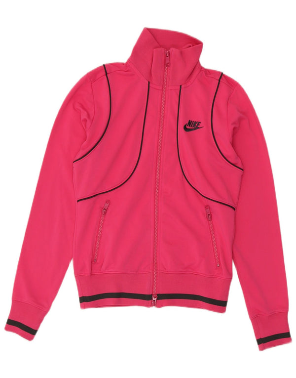 Nike træningsdragt topjakke til kvinder UK 8/10 Small Pink Colourblock Polyester