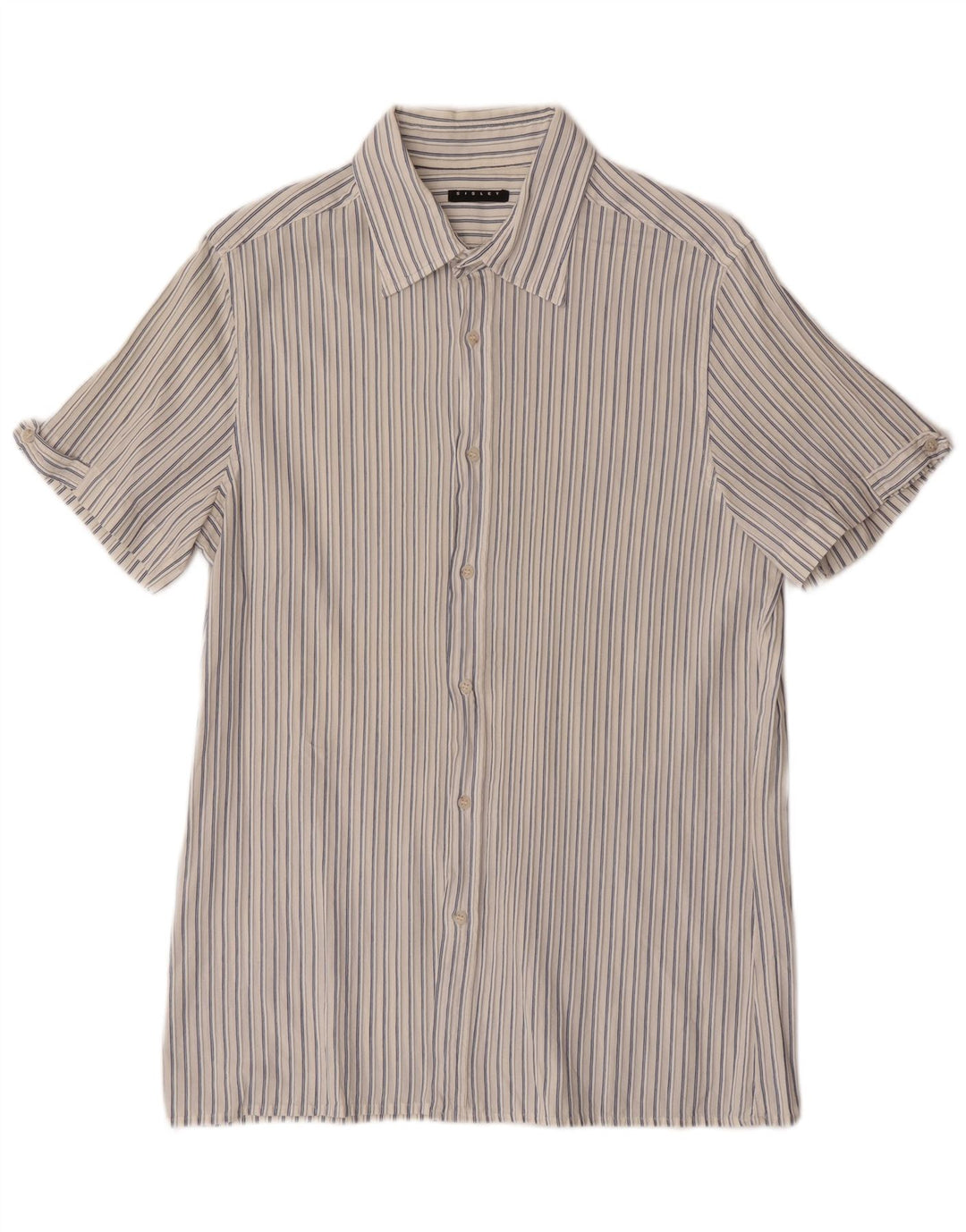 Sisley Kortærmet Herreskjorte Medium Off White Nålestribe