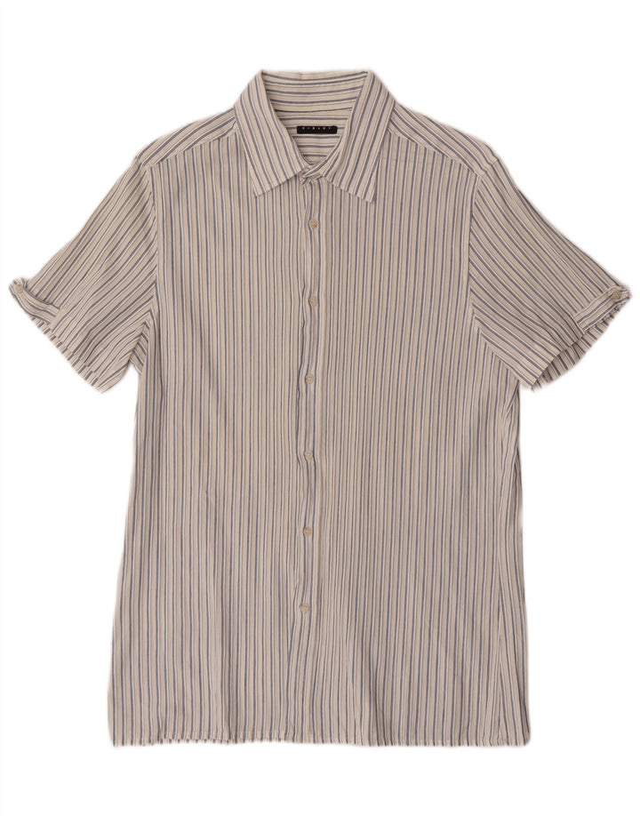 Sisley Kortærmet Herreskjorte Medium Off White Nålestribe