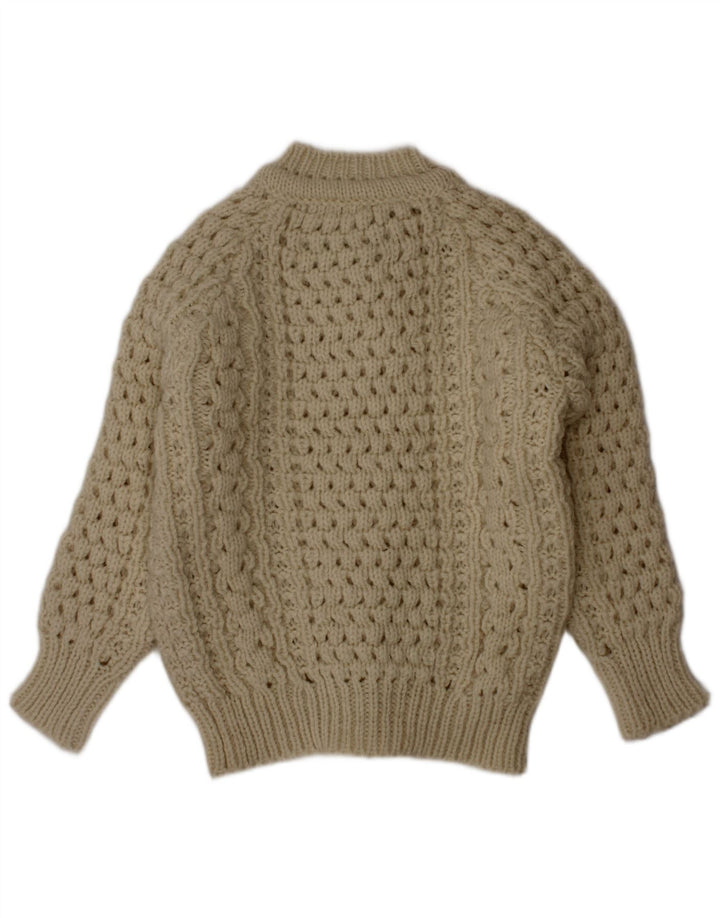 Cladyknit drenge cardigan sweater 3-4 år beige uld