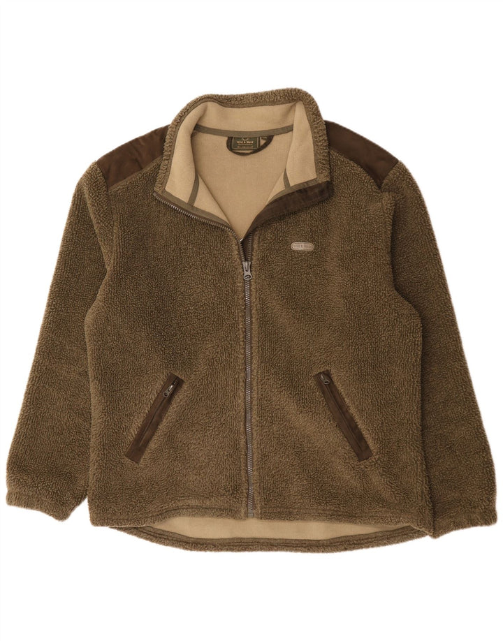 Vintage fleecejakke til mænd UK 44 2XL Khaki Colourblock Polyester