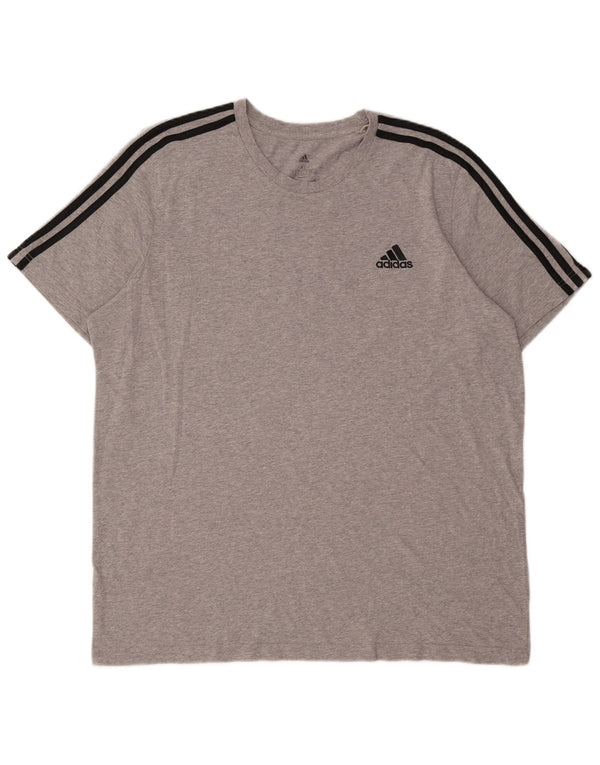 Adidas Herre T-Shirt Top XL Grå Flecked Bomuld