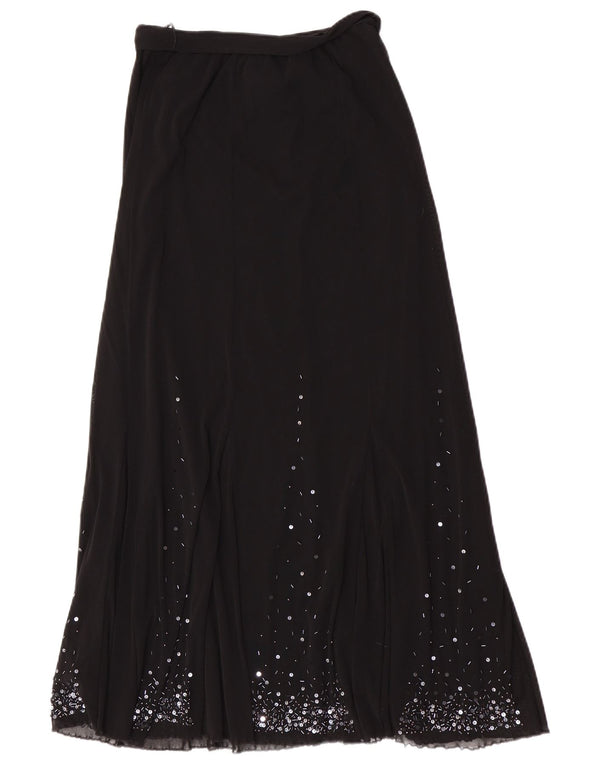 Per Una Womens Regular Maxi Skirt UK 12 Medium W28 Black Polyamide