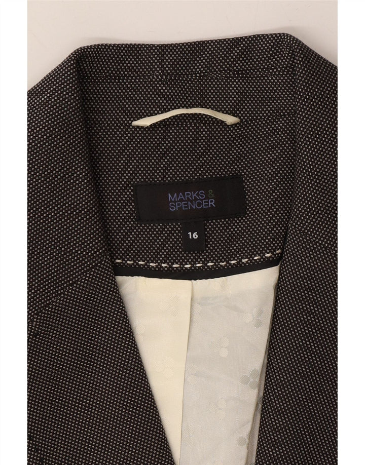 MARKS & SPENCER Womens 1 Button Blazer Jacket UK 16 Large  Grey Spotted Vintage Marks & Spencer and Second-Hand Marks & Spencer from Messina Hembry 