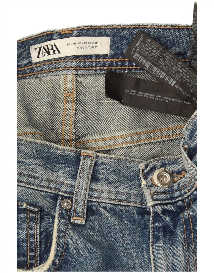 Zara Herre Distressed Cropped Jeans EU 40 Medium W31 L26 Blå Bomuld