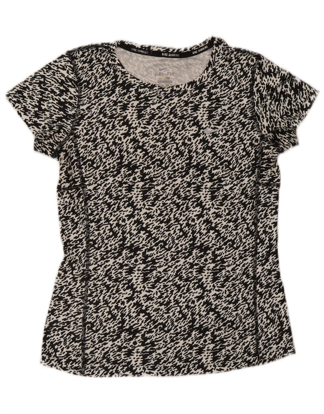 Nike Dame Dri Fit T-Shirt Top UK 6 XS Sort Flecked Polyester