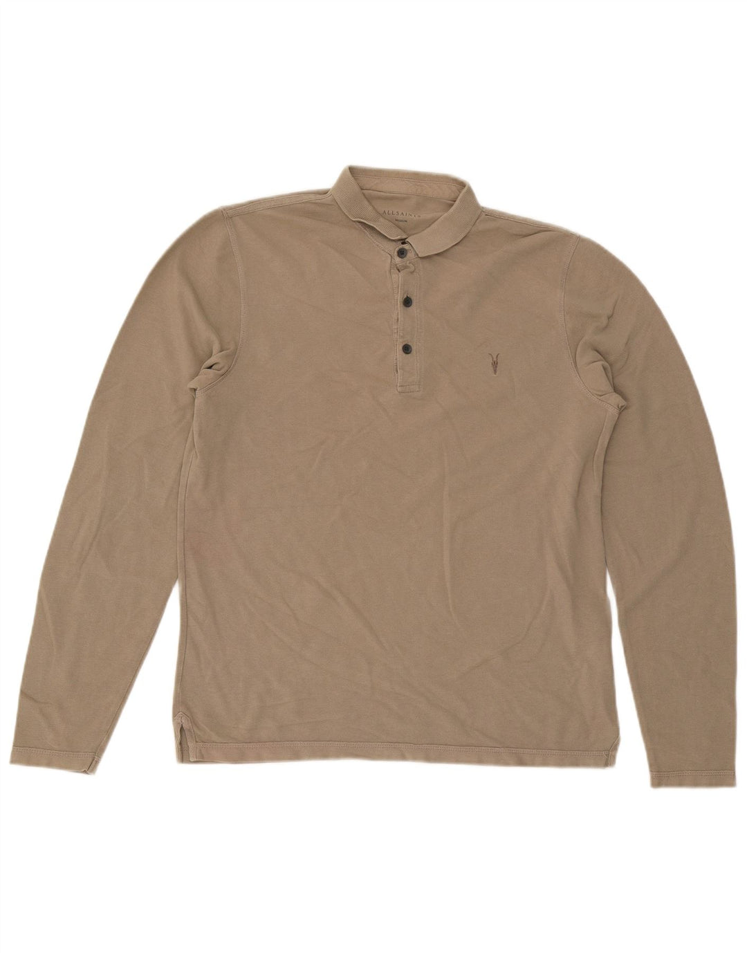 All Saints Langærmet Polo Shirt til mænd Medium Beige Bomuld