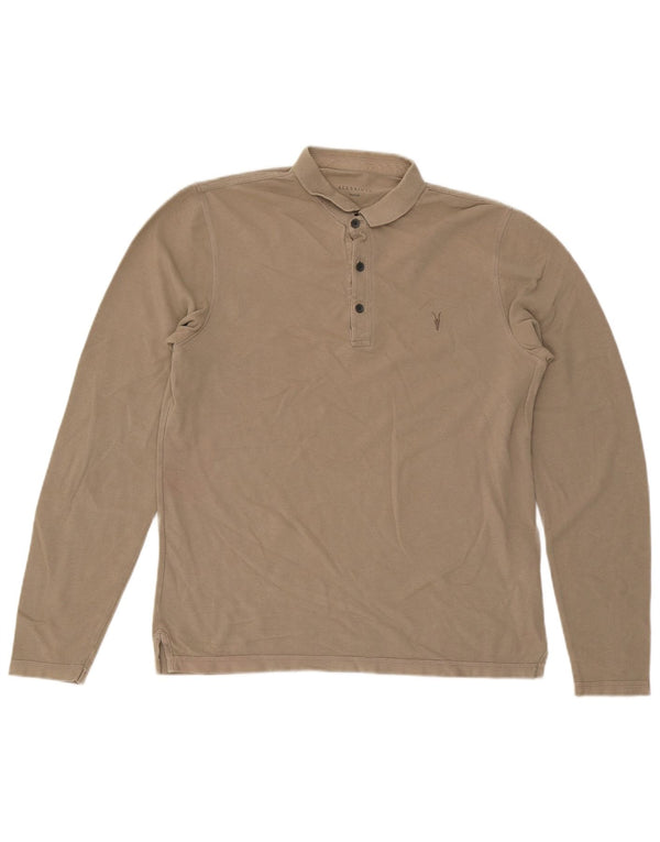 All Saints Langærmet Polo Shirt til mænd Medium Beige Bomuld