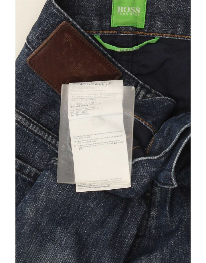 Hugo Boss Herre Stretch Straight Jeans W32 L30 Marineblå Bomuld