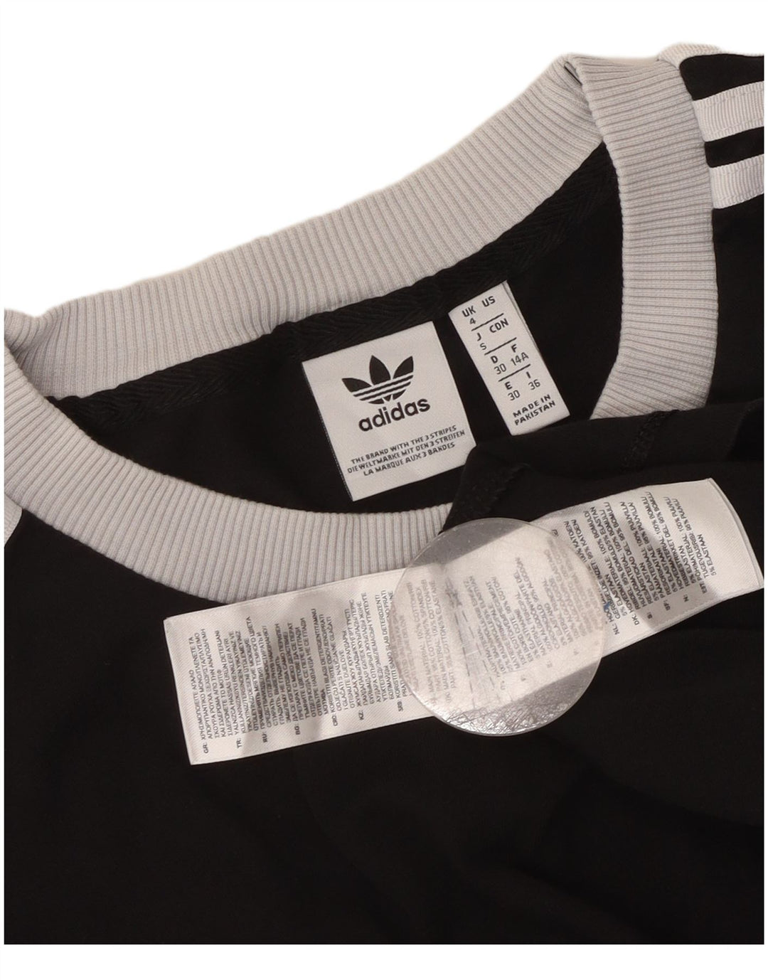 ADIDAS T-shirt top til kvinder UK 4 XS Sort bomuld