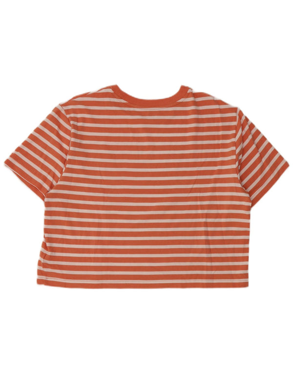 Gap Womens Crop Grafisk T-Shirt Top UK 14 Medium Orange Stribet Bomuld