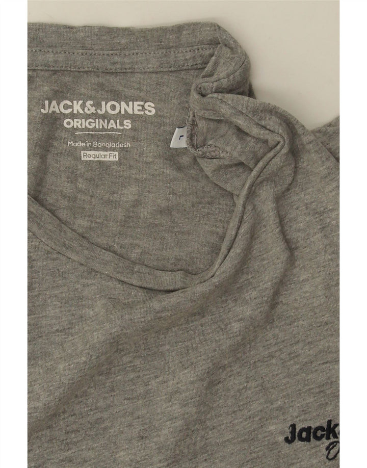Jack & Jones Herre Regular Fit T-Shirt Top Stor Grå Colourblock Bomuld