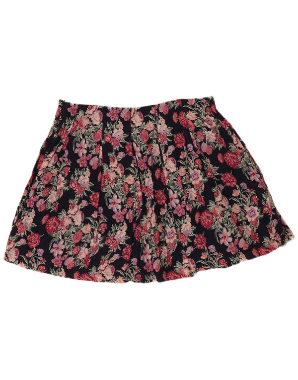 Fat Face Dame Mini Plisseret Nederdel UK 16 Large W34 Navy Blue Floral Bomuld