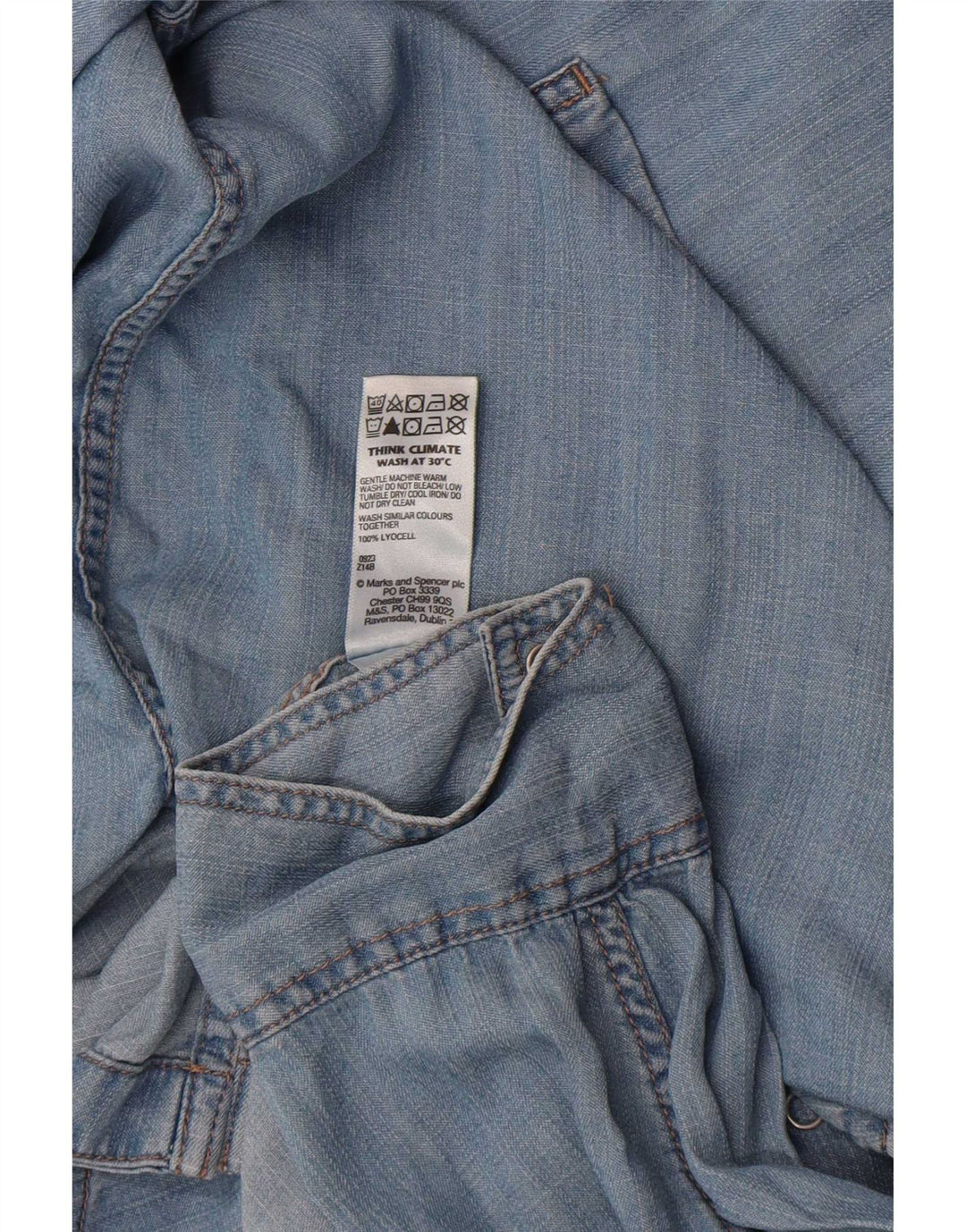 Marks & Spencer Dame Denim Shirt UK 18 XL Blå Lyocell