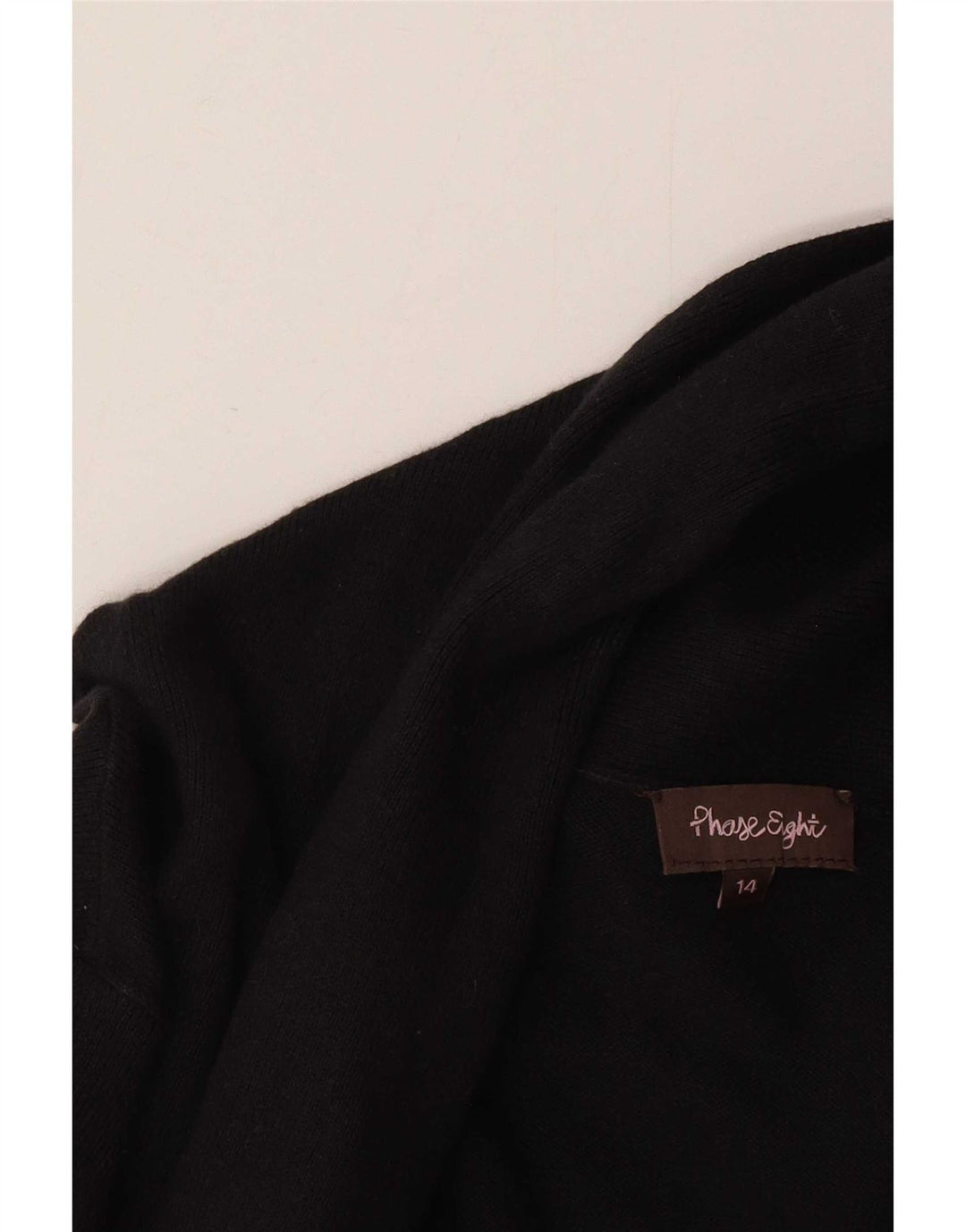 Phase Eight Womens Longline Open Cardigan Sweater UK 14 Medium Black Bomuld