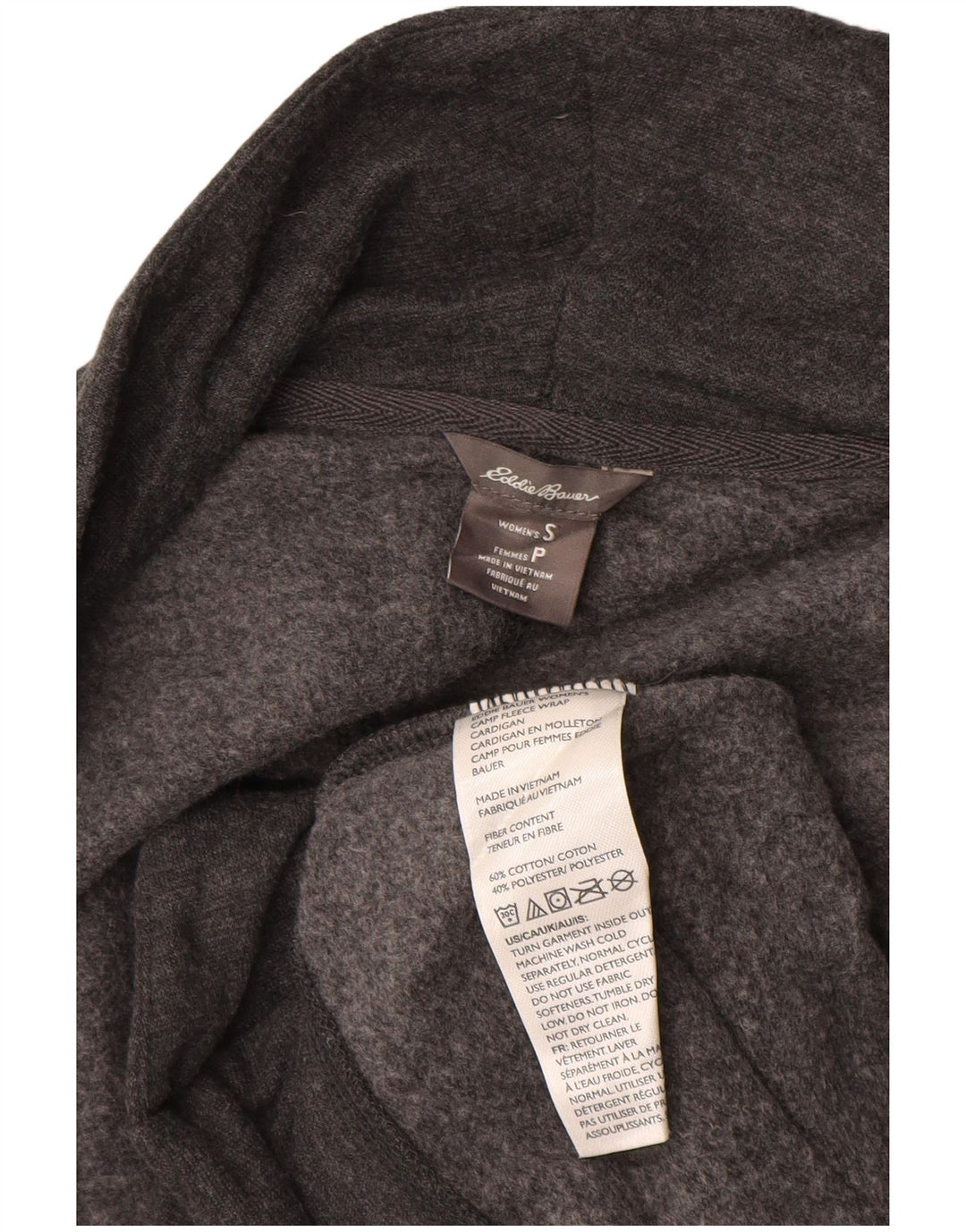 Eddie Bauer Dame Oversized Open Cardigan Sweater UK 10 Small Grey Bomuld