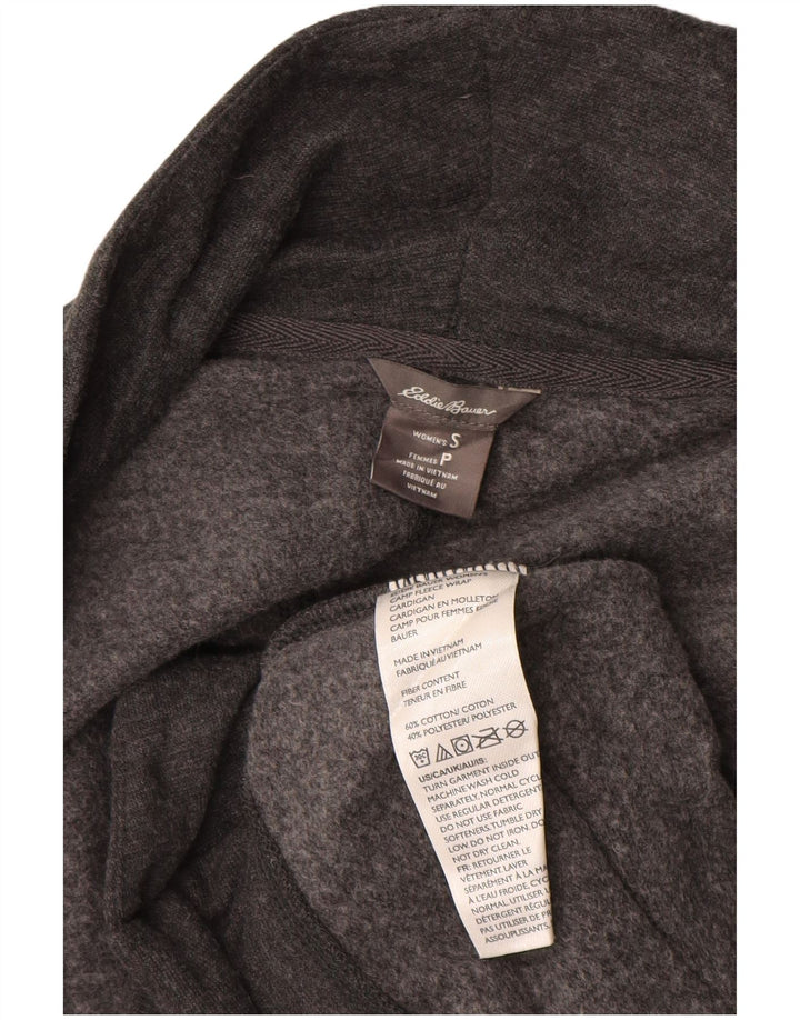 Eddie Bauer Dame Oversized Open Cardigan Sweater UK 10 Small Grey Bomuld