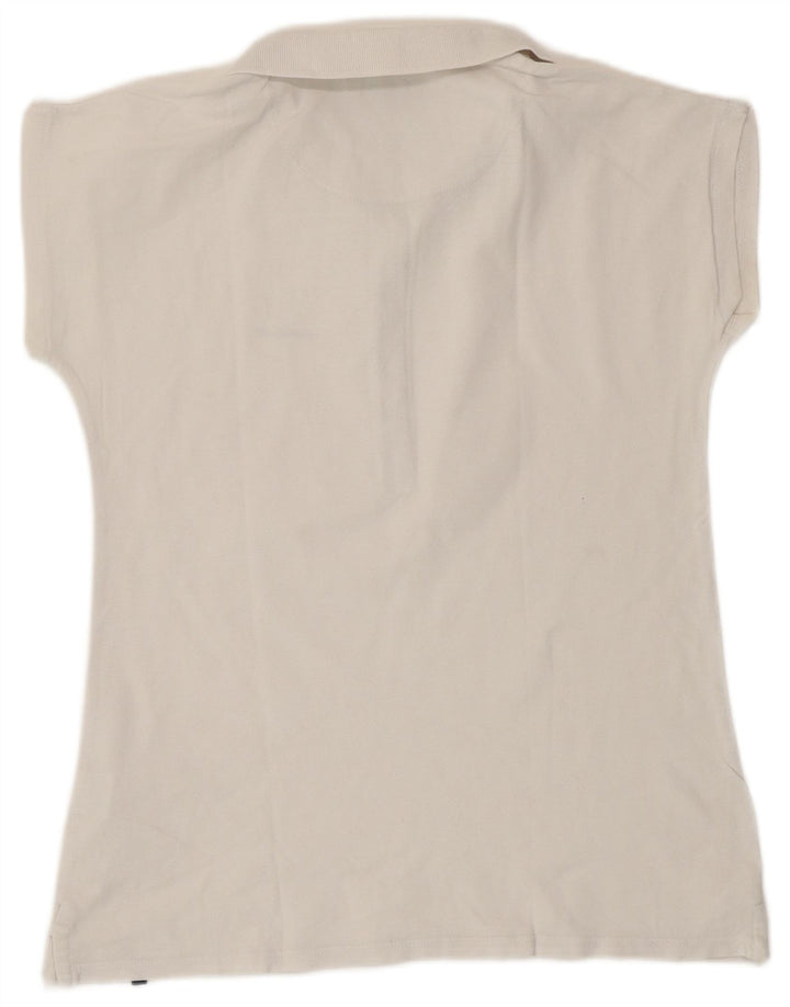 Avirex Dame Polo Shirt UK 12 Medium White Bomuld