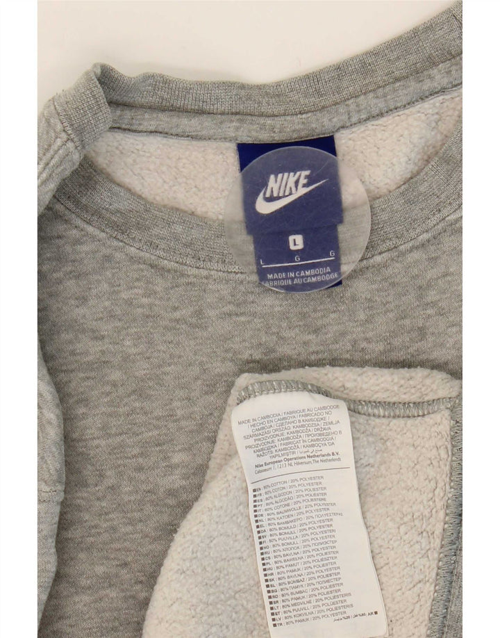 Nike grafisk sweatshirt til mænd, stor grå flækket bomuld