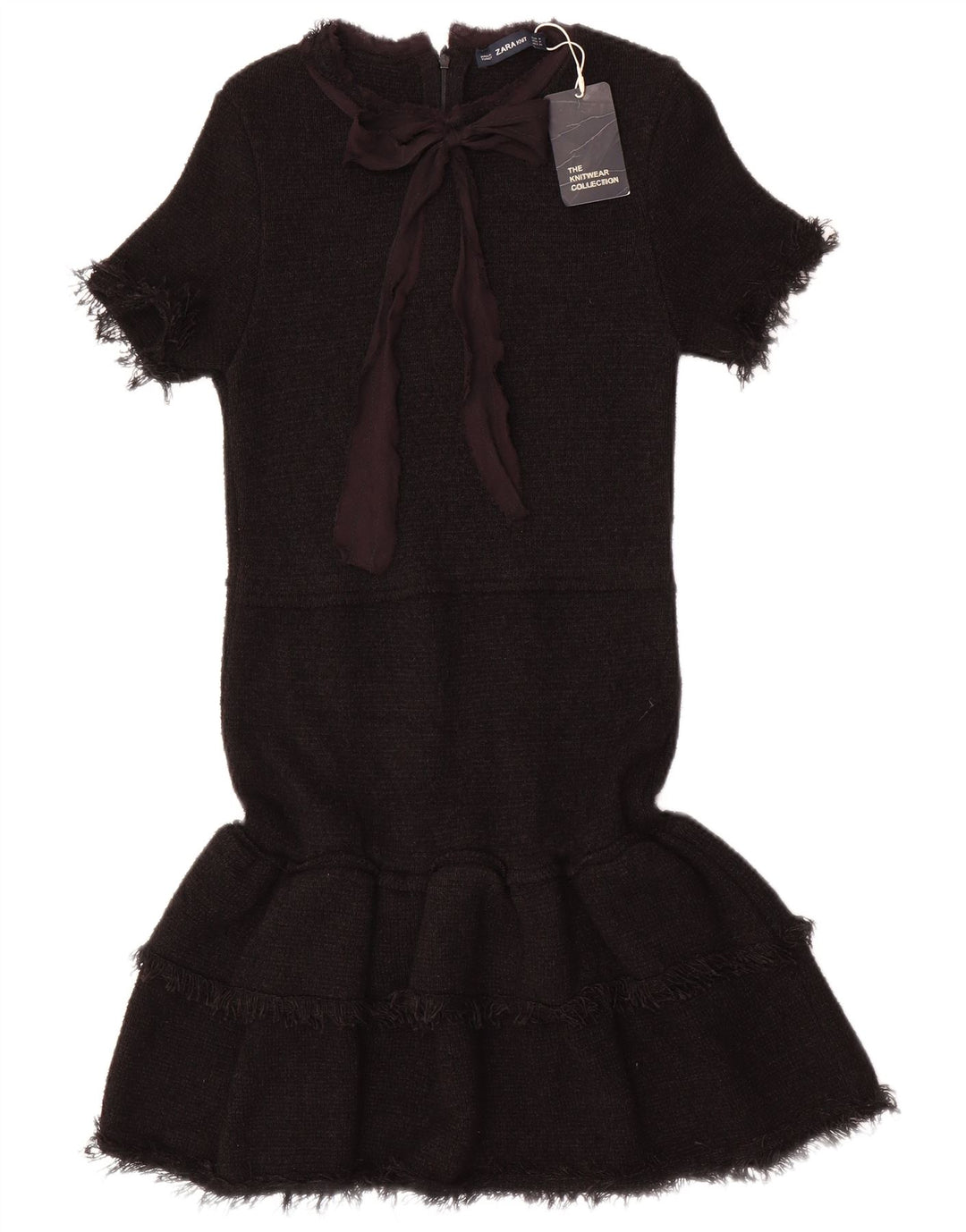 Zara Dame Front Tie Havfruekjole UK 12 Medium Black Viscose