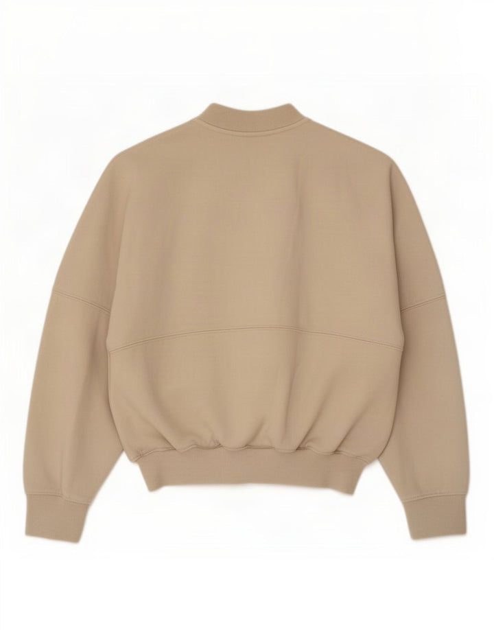 Zara Womens Oversized træningsdragt Topjakke UK 10 Small Beige Bomuld