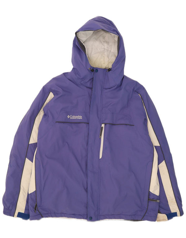 Columbia Skijakke med hætte til mænd UK 42 XL Lilla Colourblock Nylon