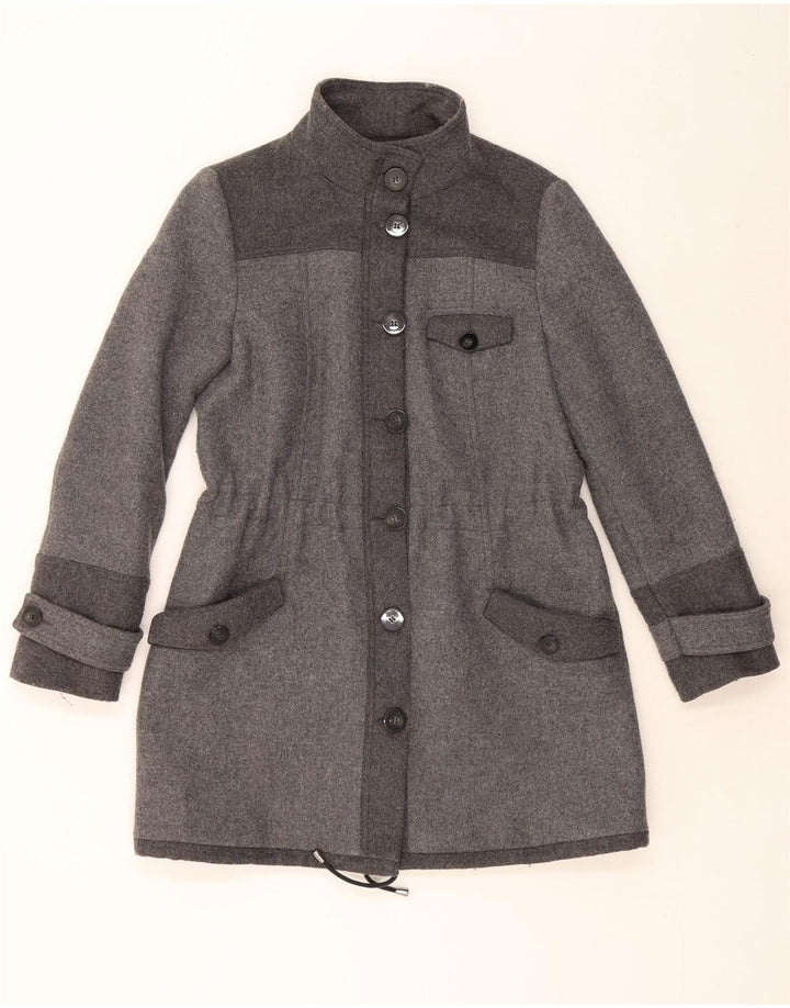 ARMANI JEANS Womens Overcoat US 10 Large Grey Wool Vintage Armani Jeans and Second-Hand Armani Jeans from Messina Hembry 