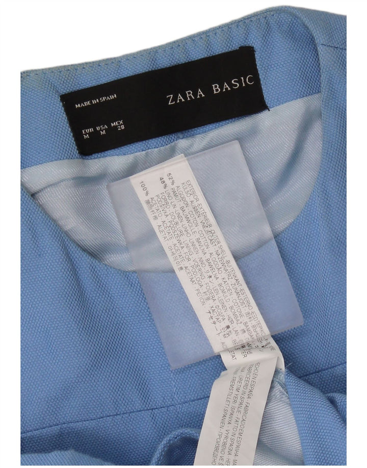 Zara Dame Overfrakke UK 12 Medium Blue Cotton