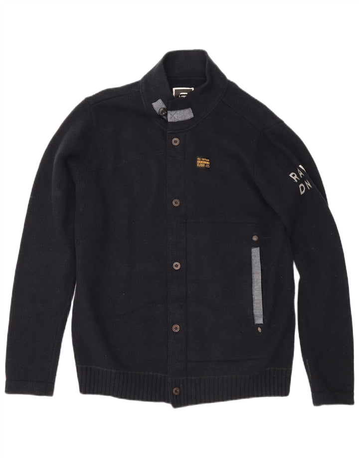 G-Star Herre grafisk cardigan sweater XL marineblå lammeuld