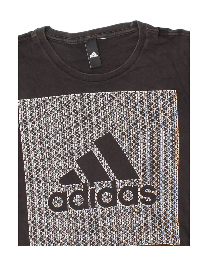 ADIDAS Mens Graphic T-Shirt Top Medium Black Vintage Adidas and Second-Hand Adidas from Messina Hembry 