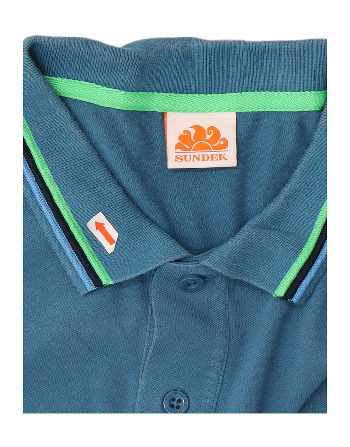 SUNDEK Mens Polo Shirt XL Blue Cotton