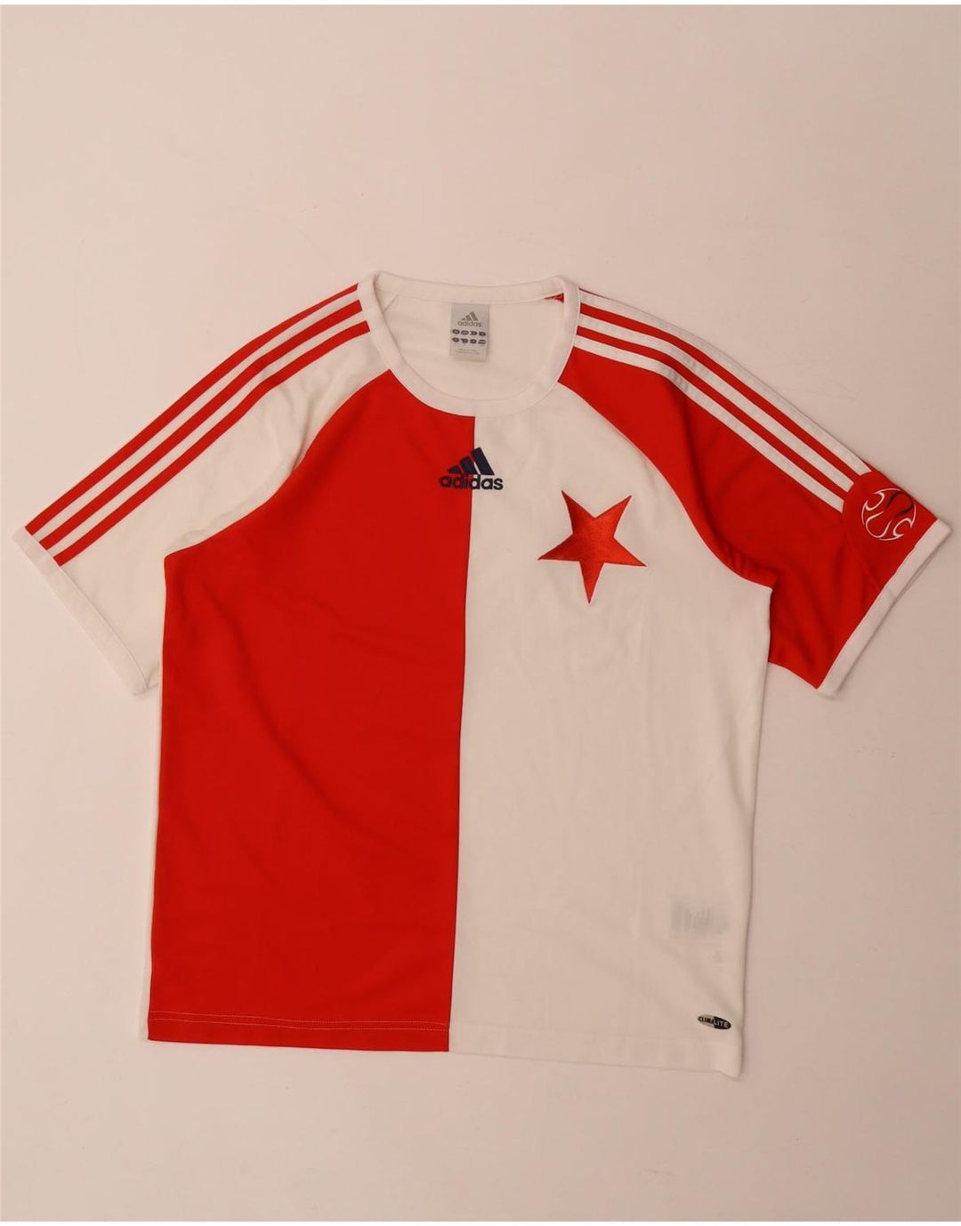 Adidas Herre Climalite Grafisk T-Shirt Top Medium Rød Colourblock Polyester