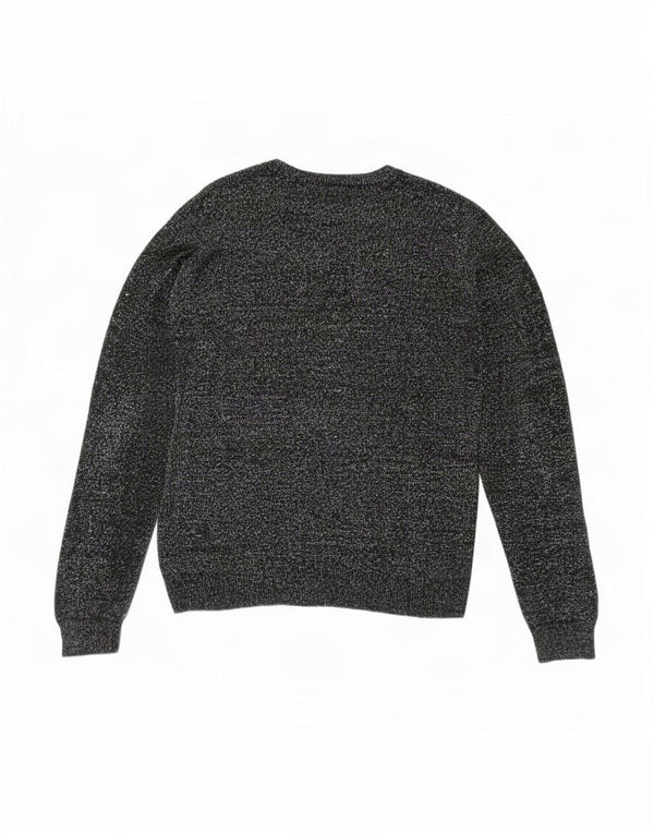Topshop Dame Oversized Crew Neck Jumper Sweater UK 10 Small Black Flecked