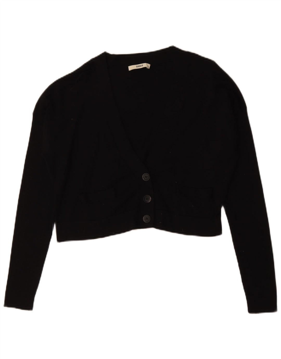 Oasis Womens Crop Oversized cardigan sweater UK 14 Medium Black Bomuld
