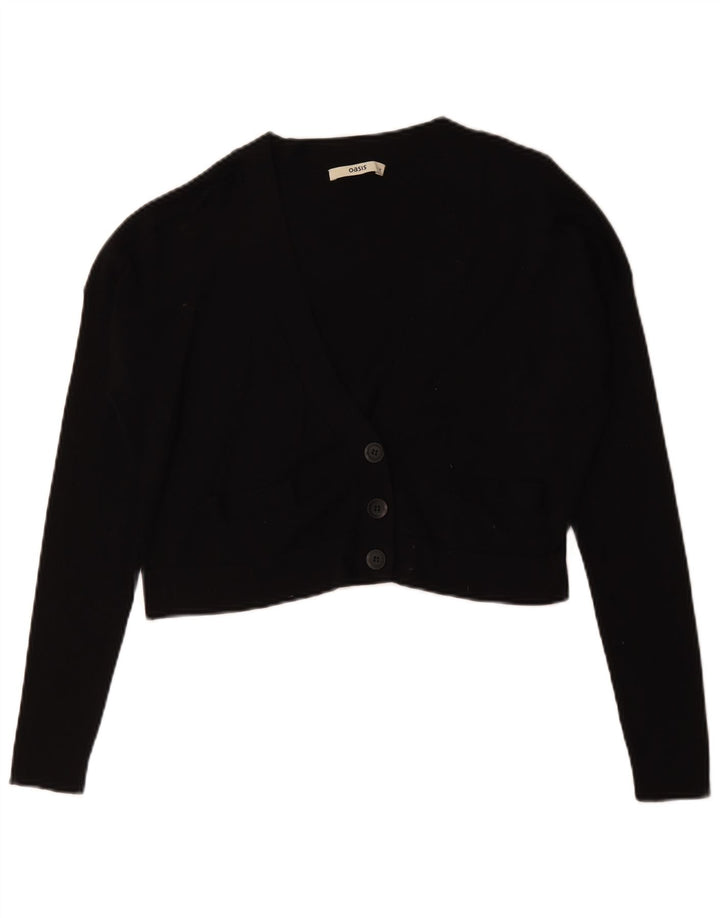 Oasis Womens Crop Oversized cardigan sweater UK 14 Medium Black Bomuld