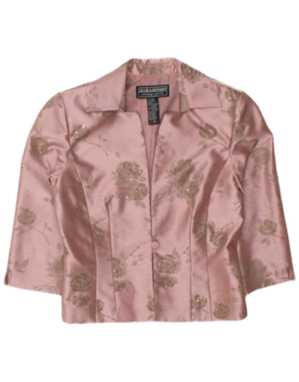 Jessica Howard Bolero-top med 3/4 ærmer til kvinder, US 10, stor lyserød blomstret nylon